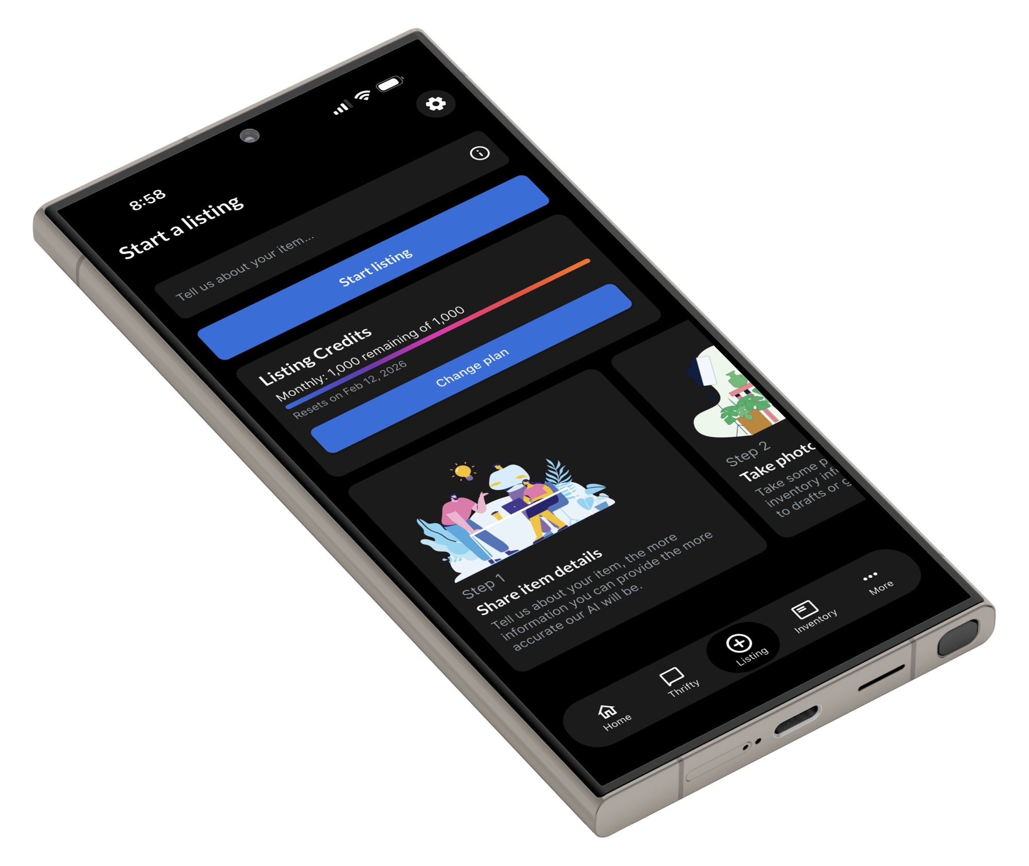 start a listing page