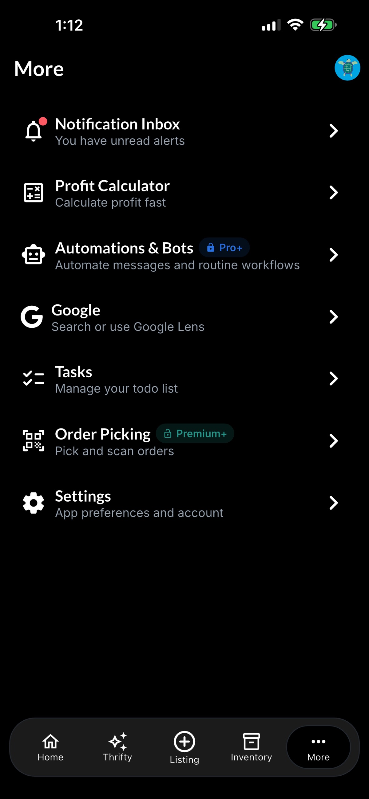 Resylr tools screen showing more reseller features in the app