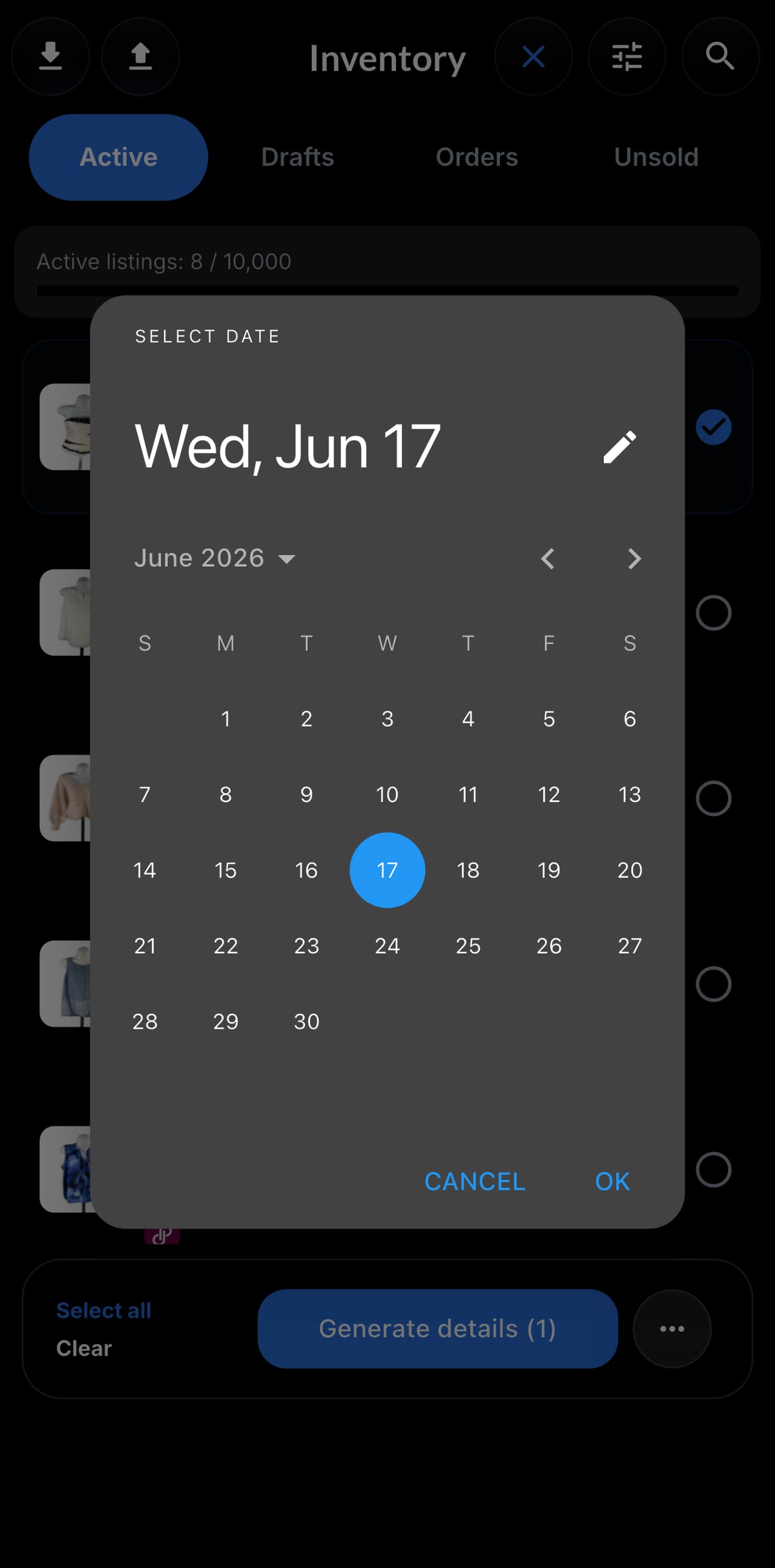 Resylr scheduled listings screen for AI crosslisting